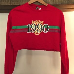 Graphic Crop Long Sleeve Top